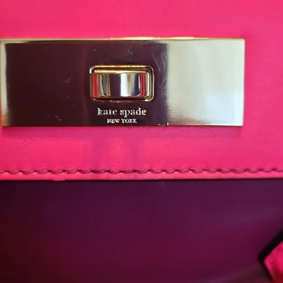 Like New Kate Spade Purple and Barbie Pink Satchel Crossbody Leather Bag - Picture 3 of 17